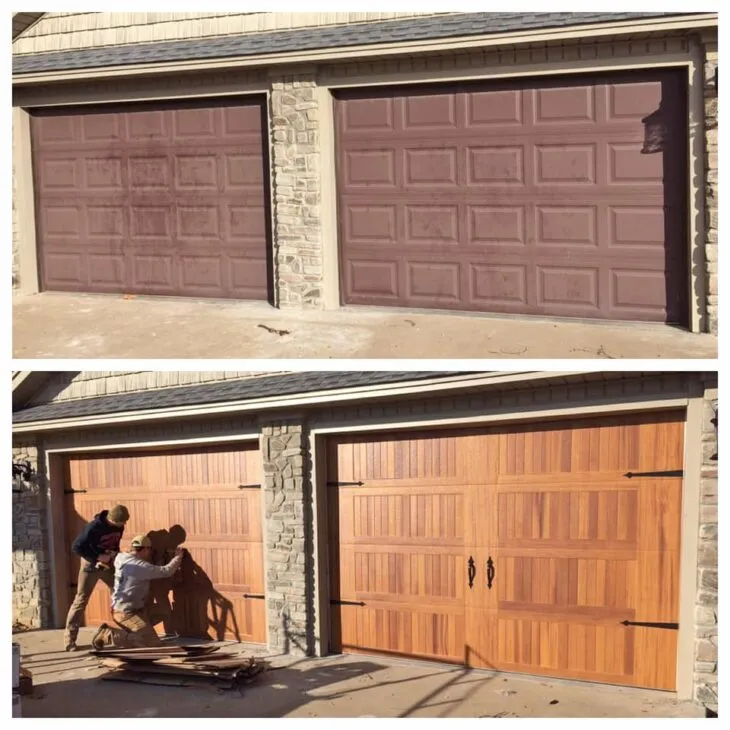 Before and after: new wood-look doors
