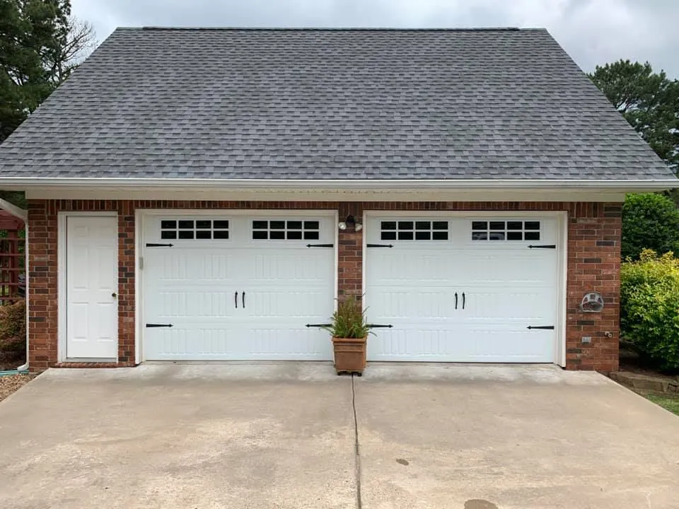 White carriage-style doors with windows